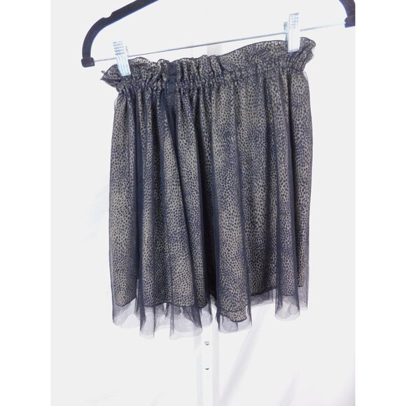 Leopard Print Tulle Skirt Womens Size F One Size Black Sheer Mini Elastic Waist - Picture 7 of 11